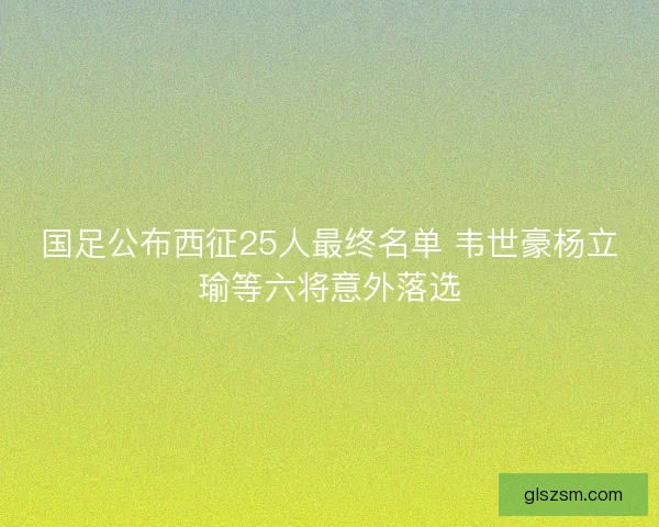 国足公布西征25人最终名单 韦世豪杨立瑜等六将意外落选